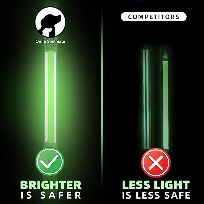 Third led Dog Collar,USB Rechargeable Light Up Dog Collars,3modes,Waterproof Dog Lights for Night Walking,Make Pet Visible and Safety for Night Walking，for Small Medium Large Dogs