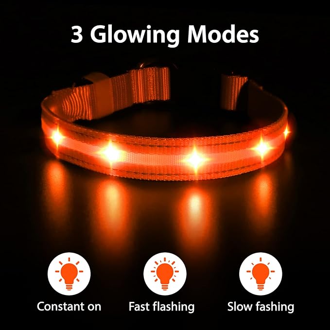 MASBRILL Led Dog Collar, Rechargeable Light Up Collar for Night Safety