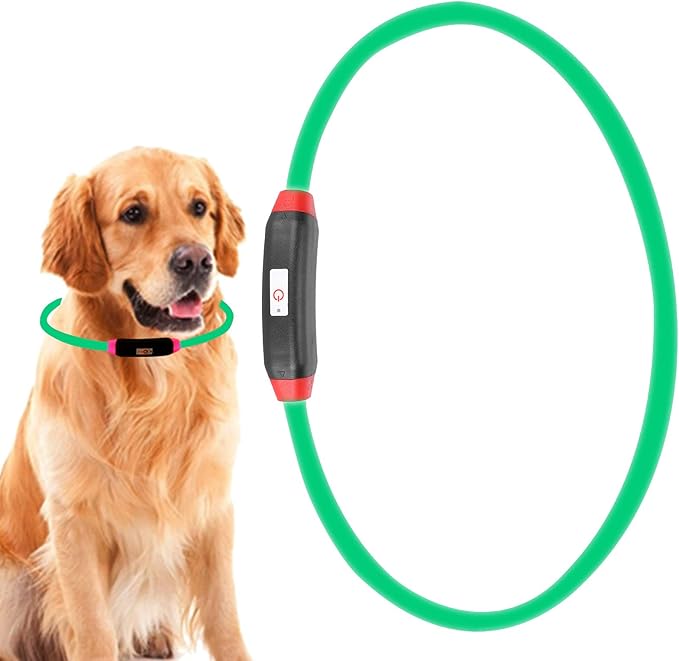 LED Dog Collar, USB Rechargeable Light Up Dog Collars, Adjustable Cuttable Night Walking Dog Lights, Reusable Safety Glowing Dog Collar Pet Necklace for Small Medium Large Dogs