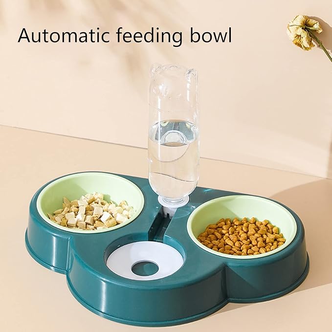 3 in 1 Pet Tableware Dog Water Food Bowl No-Spill Automatic Dispenser Combo Set Cats Elevated Pet Food