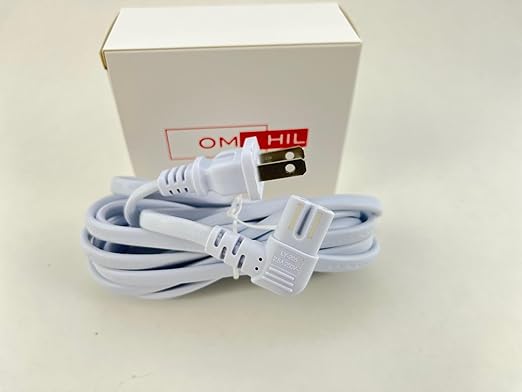 OMNIHIL [UL Listed] Extra Long White 10FT L-Shaped C7 Power Cord Replacement for Healthy Pet Simply Feed Dog and Cat Automatic Feeder Power Supply
