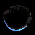 LED Solar Rechargeable USB Light Up Dog Collar, Blue Small Glowing Night Safety Flashing Pet Collar for Dogs