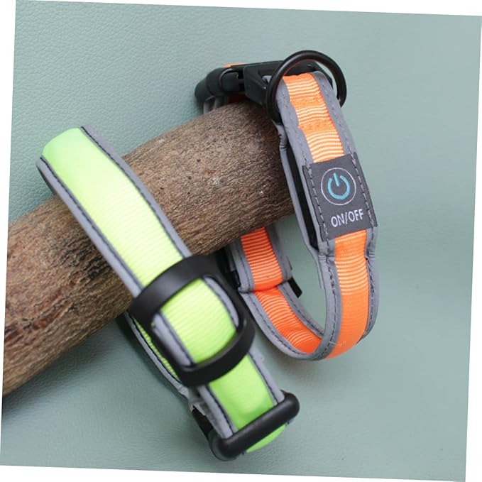 Happyyami 1pc Dog Collar Batteries Rechargeable Led Collar Pet Nylon Pet Supplies