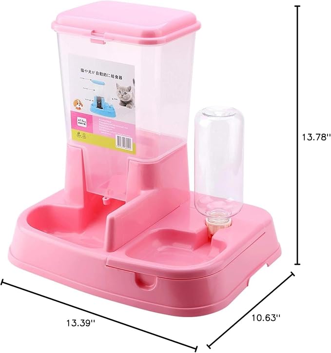 EVTSCAN Automatic Cat Feeder, Timed Cat Feeder with Desiccant Bag for Dry Food, Suitable for Small/Medium Pets (粉色)