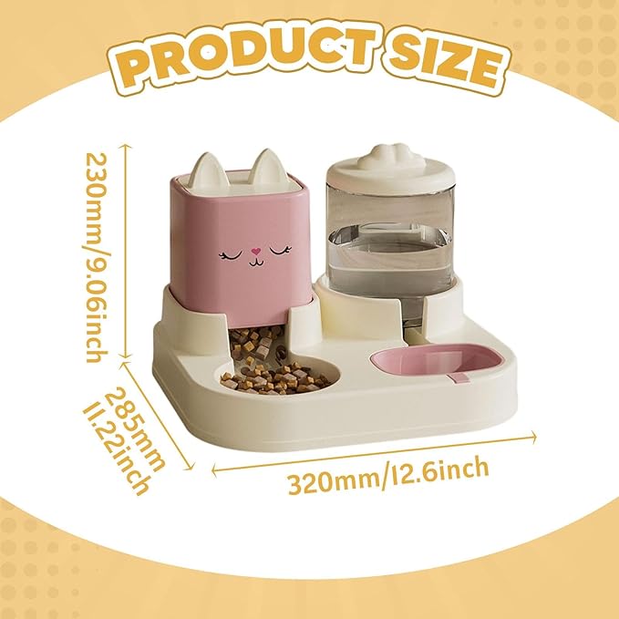 Automatic Feeder Waterer, Detachable 2 in 1 Pet Water Food Bowl with Water Dispenser for Outdoor