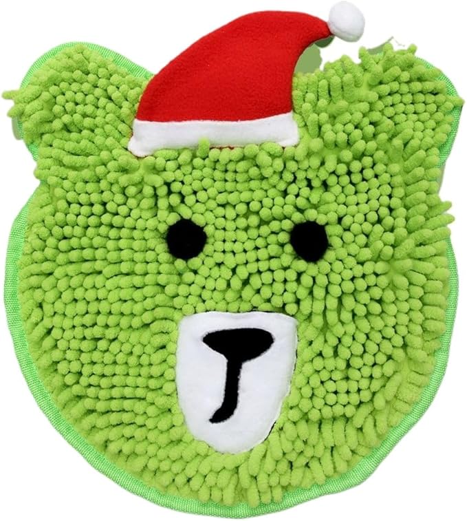 Fluffy Animal Face Snuffle Mat for Pets Interactive Nose Work Toy for Rabbits Hamsters Chinchillas and Dogs (V4)