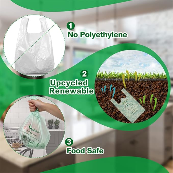 OrangeBio Certified Home Compostable Produce Bags, 250 Count, 14 x 18 Inches, Hold Up to 14 Lbs, ASTM D6400, EN 13432, US BPI & Europe OK Compost Home Certified
