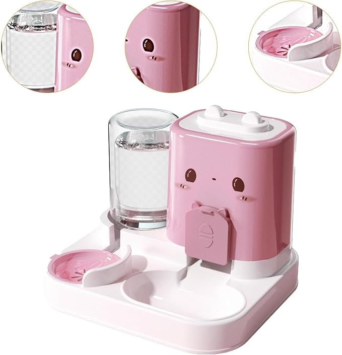 2 in 1 Automatic Pet Feeder and Water Dispenser Detachable Feeding Bowl for Cats and Small Dogs with 1800ml Food Capacity-