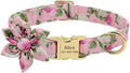Flower Custom Dog Collar Printed Pet Nylon Dogs Collar Personalized Chihuahua Puppy Collars for Small Medium Large Dog Pink S