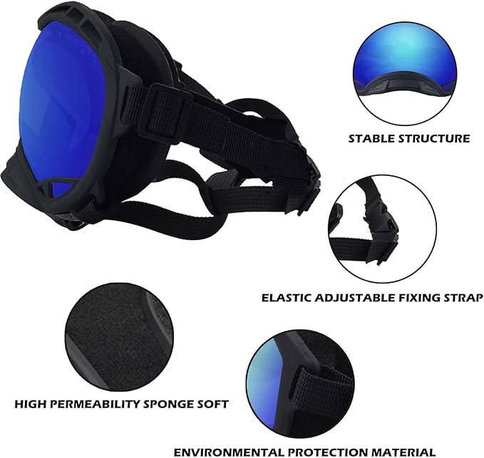 Dog Sunglasses,Doggles Anti-UV Protection,Pet Sunglasses with Adjustable Strap,Suitable for Motorcycle Car Driving Bike Riding Hiking Swimming Wind Dust Fog Dog Eye Protection