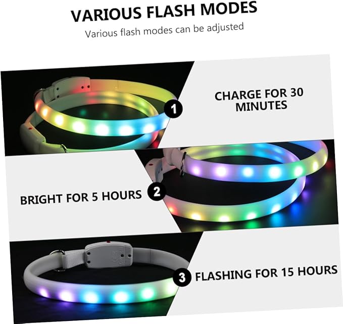 USB Rechargeable LED Dog Collar Waterproof Luminous Pet Collar for Evening Use
