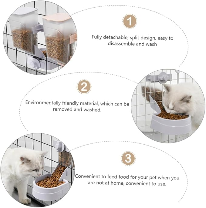 Totority 1pc Hanging Pet Food Feeder Automatic Dog Cat Bowl Gray Crate Bowl for Dry Food Fresh-Keeping Design to Prevent Spills for Convenient Pet Feeding