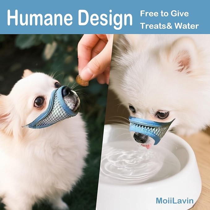 Dog Muzzle, Soft Mesh Muzzles for Small Dogs, Chihuahua Shih Tzu Yorkie Pom, Short Snout Mouth Guard for Barking Biting Grooming, Breathable Adjustable Puppy Muzzle (Summer Blue, S)