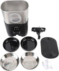 Automatic Pet Feeder, 5L Quantitative Feeding Stainless Steel 2 Bowls Dog Food Dispenser Large Capacity Automatic Timed Cat Feeders with Visable Window for Cats Dogs (Black)