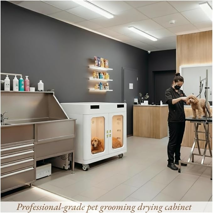 Pro Dog Cat Dryer, 430L Large Pet Grooming Blower Box for Giant Breeds up to 130lbs | High-Efficiency, Quiet <40dB Drying with Smart Temp Control & Negative Ion Care
