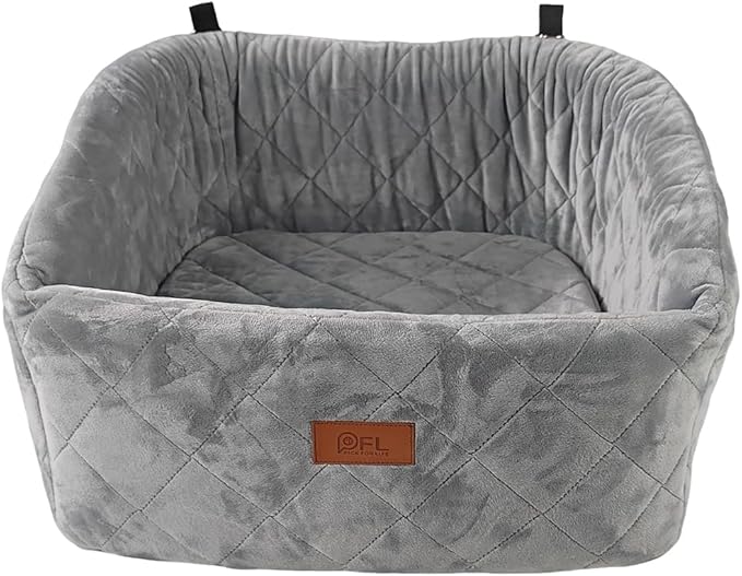 PICK FOR LIFE Dog Booster Car Seat for Small Medium Dogs - Memory Foam Elevated Pet Seat with Storage Pockets, Clip-On Leash - Washable Travel Seat for Dogs up to 35 lbs