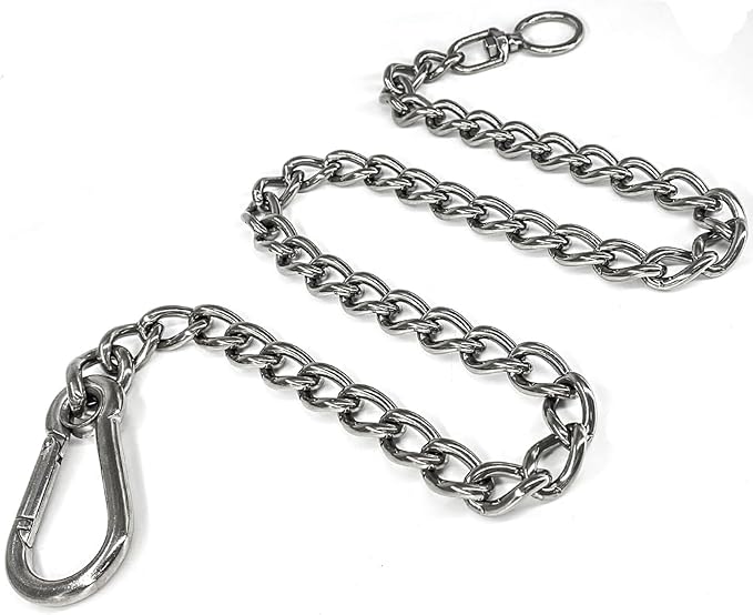 Dog Chain Leash, 304 Stainless Steel Short Lead Metal Heavy Duty Chain DIY Double Dog Leashes Self-Assembly Leashes Extension&Coupler. (304 S/S 32in x 4mm)