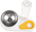 FRCOLOR Automatic Pet Feeder and Detachable Water Dispenser 2-in-1 Dog Food Bowl White Spill-Proof Pet Feeding Station for Cats and Dogs