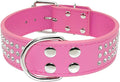 Dog Collar Leather Large Dog Collars Sparkly Crystal Diamonds Studded Pet Collar for Medium Large Dogs Red Pink Black Hot Pink L