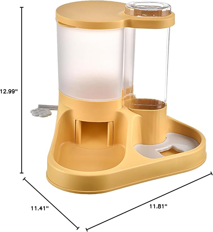 Automatic Dog Feeder Waterer, Food, Large Capacity Transparent with Slip Pad, Multipurpose Automatic Cat Feeder Waterer for Dogs Puppies Cats
