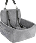 Dog Booster Car Seat for Small Medium Dogs, Memory Foam Elevated Pet Car Seat with 2 Safety Leashes, Fully Detachable Washable Cover & Anti-Slip Bottom(Grey)