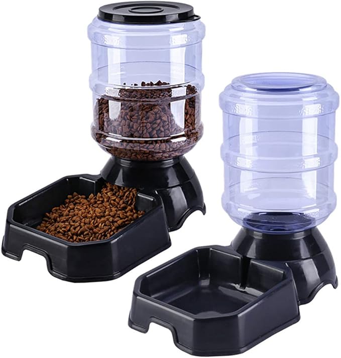 Pet Feeder and Waterer Self Dispensing Fed Automatic Feeder Food and Water Dispenser Dog for Pets Food Bowl Pet Automatic Feeder and Waterer Combo