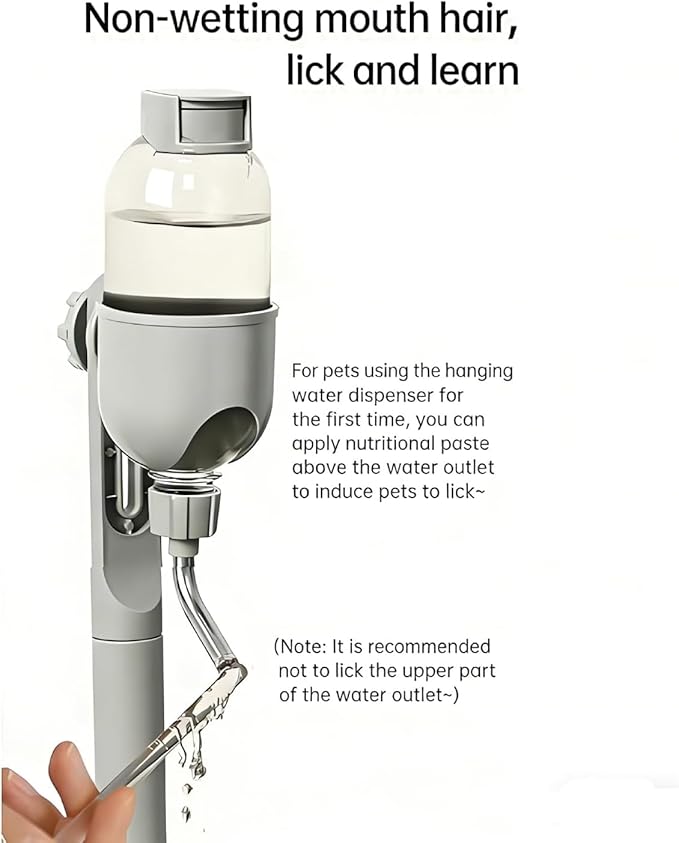 Pet Cat Dog Water Dispenser, 2026 New Pet Standing No Drip Easy Clean Automatic Feeders with Stand, 2 in 1 500ml Multifunctional Detachable Height for Dogs Cats (Beige)