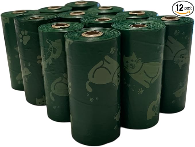 Generic Green Pet Waste Bags – 12 Rolls, 15 Bags per Roll, Durable Biodegradable Bags for Dogs and Cats