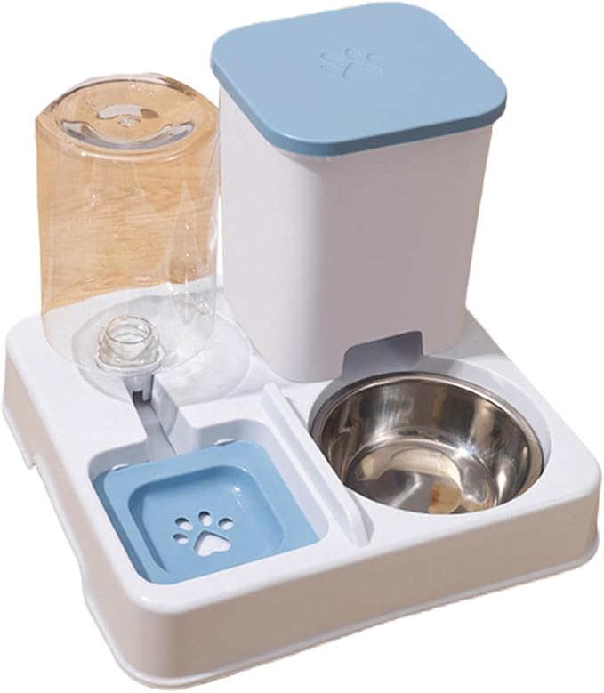 Pet Food Water Dispenser 2In1 Stainless Steel Elevating Design Nonslip Waterer Bowl for Cats Dog Home Use Automatic Feeder Dog with Water Dispenser Stainless Steel Pet