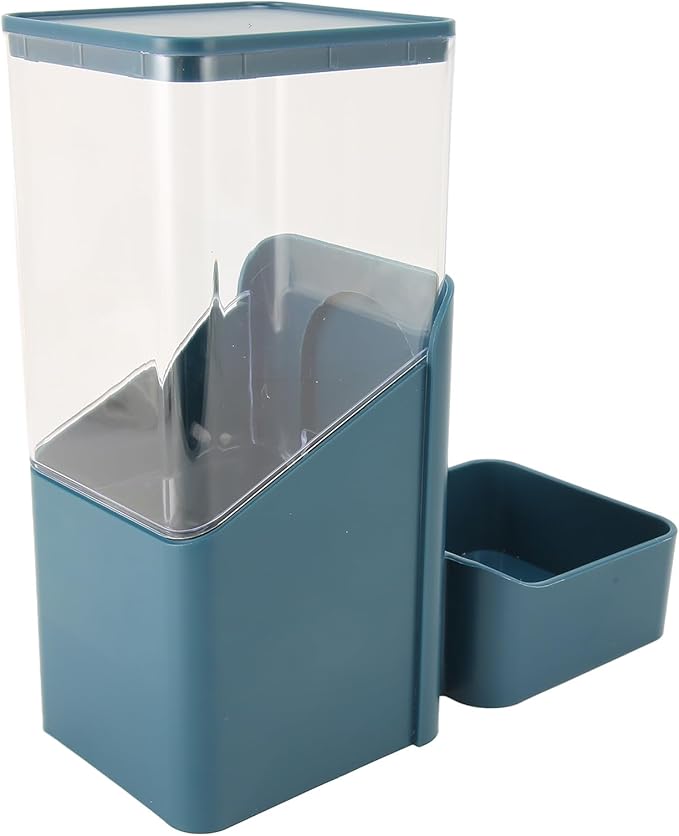 Alomejor Automatic Pet Feeder, Large Capacity Gravity Feeder with Leak Proof Design, Convenient Hanging Design for Cat Dog Cage (Blue)