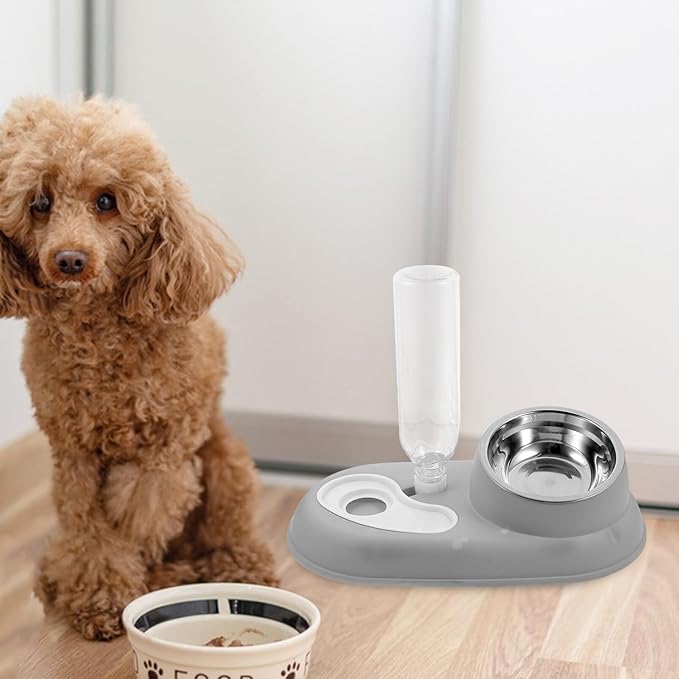 SUPVOX Automatic Cat Water Dispenser and Food Feeder Pet Water Bowl for Dogs and Cats Minimalist Design Suitable for Home and