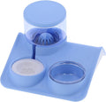 2-in-1 Double Dog Cat Bowls, Pet Water and Food Bowl Set, 1.8L Automatic Water Dispenser Detachable Bowl No-Spill Dog Waterer, Pet Feeder Auto Pets Waterer for Cat and Small Dog (Blue)