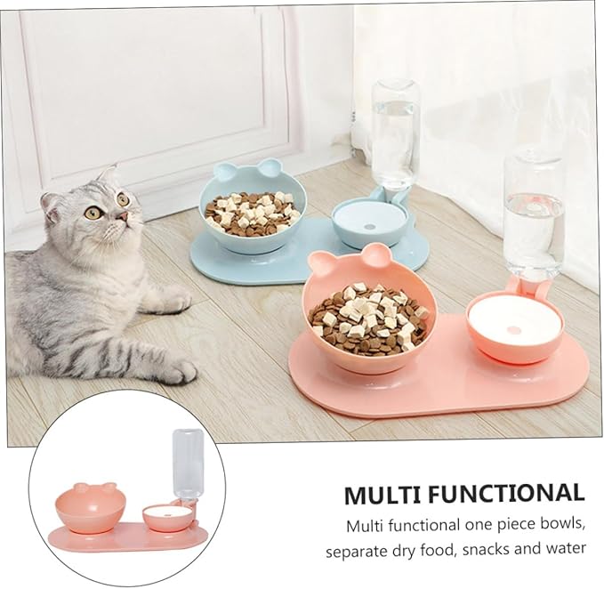 Angoily Automatic Cat Water Dispenser Elevated Feeding Bowl Pet Supplies for Cats and Dogs Easy to Tilted Design to Protect Neck