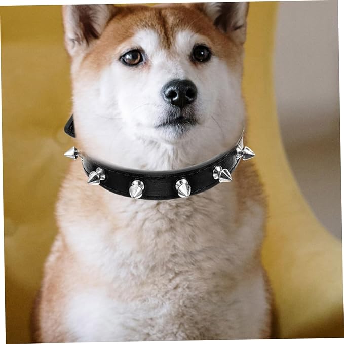 Leather Spiked Dog Collar for Pets Adjustable Studded Pet Collar for Dogs and Cats Wear-Resistant Design and