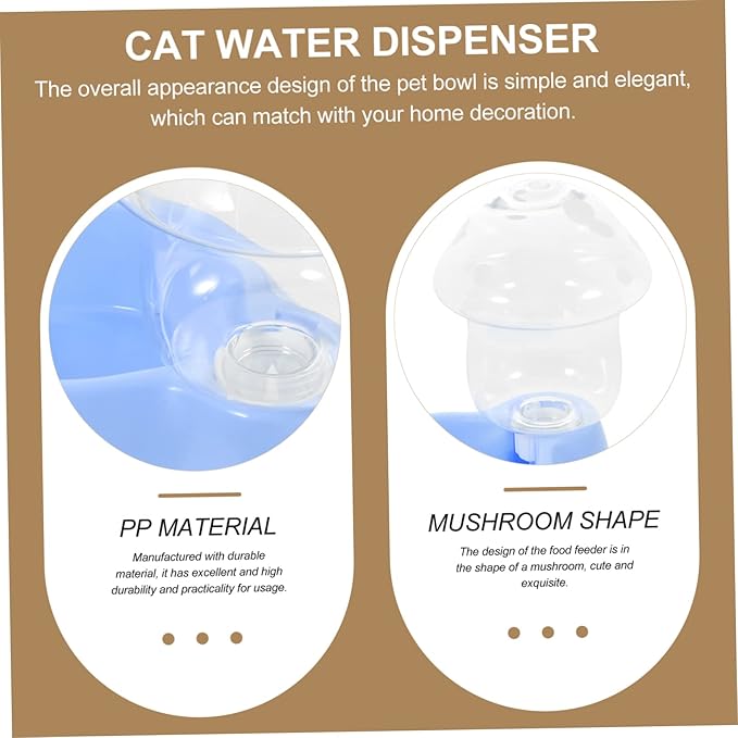 balacoo Automatic Pet Water Dispenser for Cats and Dogs Mushroom Shape Gravity Waterer Capacity Material Easy to Clean for Home Use