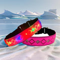 LED Dog Collar, 15 Light Modes, USB-C Rechargeable, Adjustable Silicone, Multiple Colors (Pink Pro, L(15.7-19.7"))