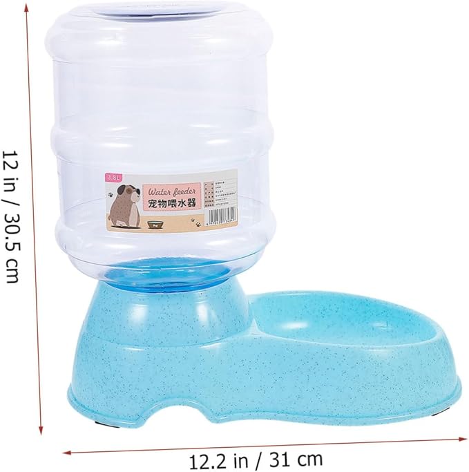 Automatic Pet Feeder Large Capacity 3.8l Dog Cat Water Bowl Dispenser -Slip Base Easy to Assemble Blue