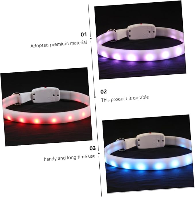 Ciieeo USB Charging LED Dog Collar Glowing Luminous Pet Collar White Light-up for Evening Strolls