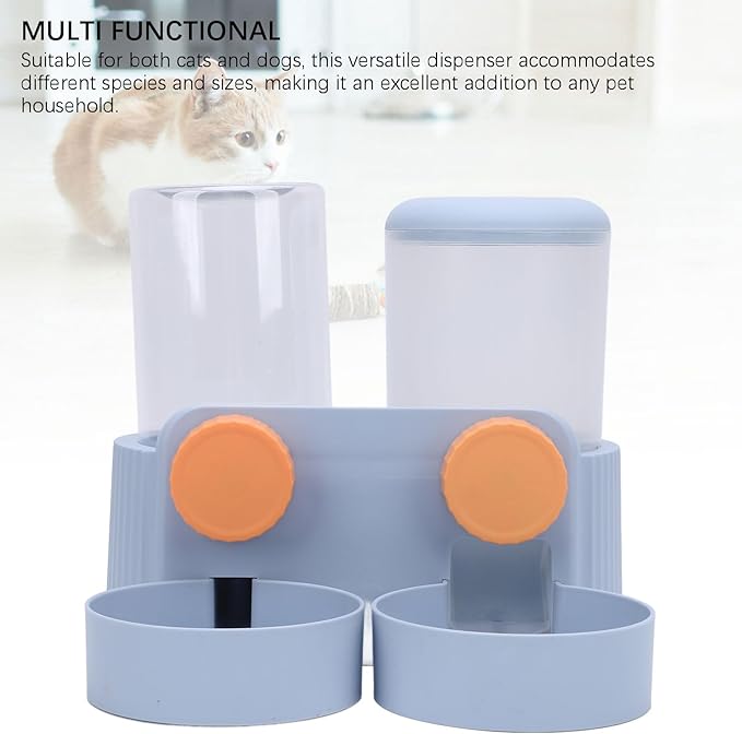 Pssopp Automatic Pet Feeder Small Medium Pets Automatic Food Feeder and Waterer Set,Dogs Cats Food Feeder 2 in 1 Water Dispensers for Small Animals Rabbits Guinea Pigs Kittens and Dogs