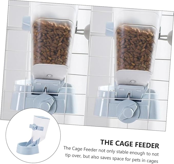 2l Hanging Automatic Dog Feeder with Large Capacity Pet Food Dispenser for Cage Use, Blue Pattern Design, Suitable for Puppies and Adult Dogs