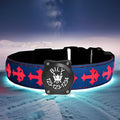 Personalized USB-C led Light up Dog Collar with Airtag Holder, IP68 Waterproof,15 Modes Changing Multicolored Lighting (Blue, M(11.8-15.7"))