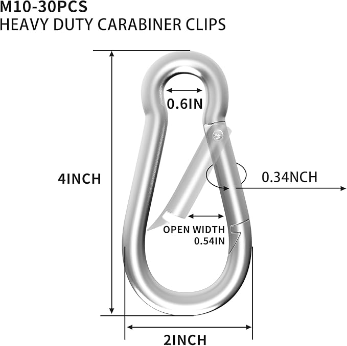 Carabiners Clip Spring Snap Hook,Heavy Duty Galvanized Steel Carabiner,Safety Quick Links Snap Hooks,Spring Clips for Swing Hammock Camping Keychain Outdoor