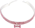 Rhinestone Pet Dog Collar Adjustable Small Size Pink Crystal Puppy Necklace for Pet Supplies and Basic Dog Collar