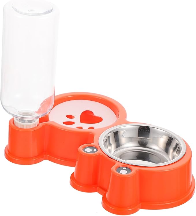1pc Automatic Cat Water Dispenser and Food Bowl Non-Slip Pet Feeder for Dogs and Cats Easy to Clean Made from Food-Grade Material Orange