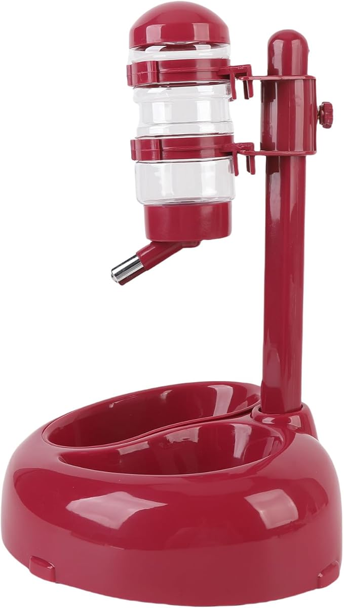 Asixxsix Dog and Cat Standing Water Dispenser Bowl, Automatic Pet Water Feeder with Heart Shaped Design, Adjustable Height, Large Capacity, Nonslip Base, Non Spill, Easy to Clean for Oral (Burgundy)