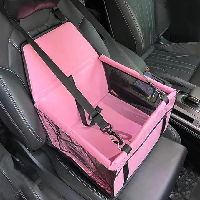 Pet Car Seat for Ford Edge III II I 3.Gen/2.Gen/1.Gen 2007-2021 2022 2023 2024 2025 2026 Dog Car Seat with Leash Portable Dog Bed for Car Washable Foldable Car Pet Bag,Pink