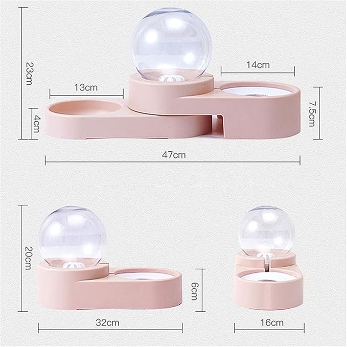 Dog Bowls Cats Water Fountain Automatic Pet Feeder for Dogs Cats 1.8L Pet Drinking Dispenser Dog Double Bowl (Color : Pink) (Blue)