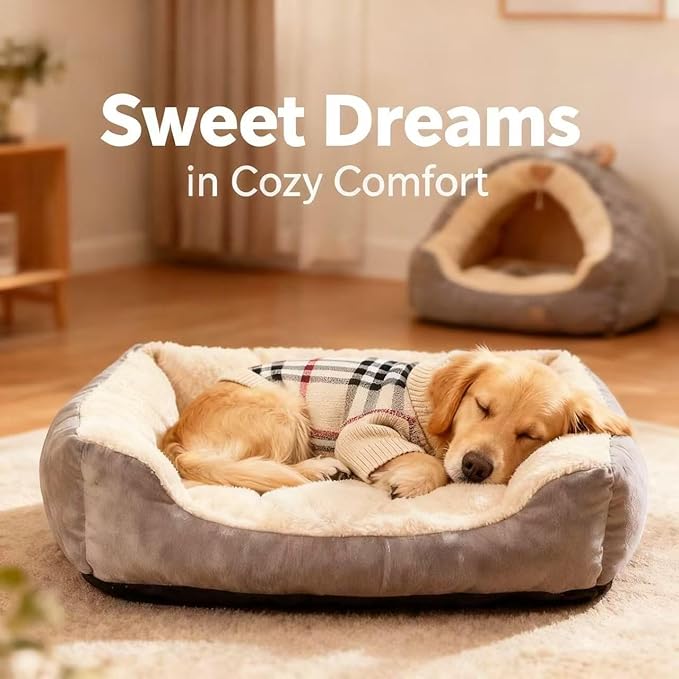 Small/Medium Dog Sweater, Warm Dog Winter Coat w/Sleeves, Comfortable High Neck & Leash Hole, Premium Dog Clothes for Golden Retriever-Best for Holidays, Daily Walks XXL Apricot