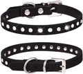 Serijoars Puppy Dog Collar with Crystal Diamond Colorful Bling Girl Puppy Small Dog Cat Collars (XXS, Black)