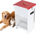 Heavy-Duty Metal Dog Feeder - 50LBS Food Capacity Automatic Gravity Dispenser, Powder Coated & Waterproof for Indoor & Outdoor Use, 16.1" L x 12.2" W x 27.8" H, Red and White